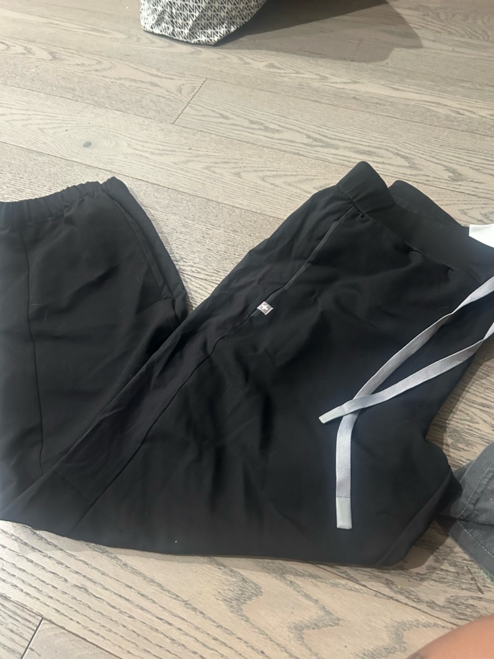 Figs Men's Black Jogger Pants with Light Gray Drawstrings